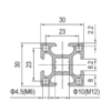 Aluminium Profile PG30 30x30 - 4 Slots