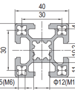 Aluminium Profile PG40 40x40 - 4 Slots