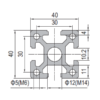 Aluminium Profile PG40 40x40 - 4 Slots Heavy