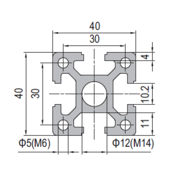 Aluminium Profile PG40 40x40 - 4 Slots Heavy