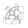Aluminium Profile PG40 40x40 R90 - 2 Slots