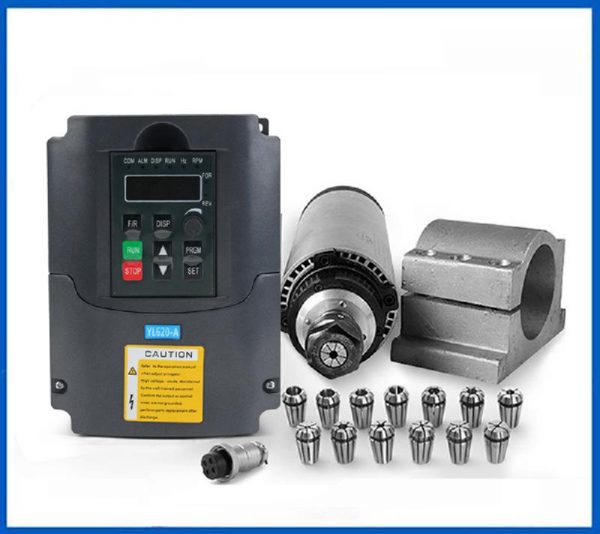 2.2 kw Air Cooled Spindle Motor + VFD + 80mm Clamp + ER20 Collet Set - DIY-Geek