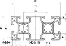 40 x 80 Aluminium Modular Profile - 6 Slots Light - DIY-Geek