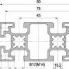 45 x 90 Aluminium Modular Profile - 6 Slots - DIY-Geek