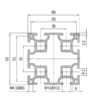 Aluminium Profile PG30 60x60 - 8 Slots