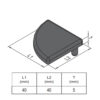 End Cap PG40 - 40x40 - Right