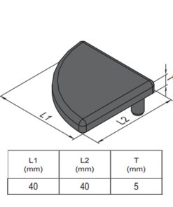 End Cap PG40 - 40x40 - Right