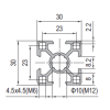 Aluminium Profile PG30 30x30 - 4 Slots Light