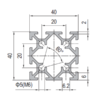 Aluminium Profile PG20 40x40 - 8 Slots