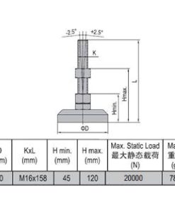 Pivot Foot - Stainless Steel 80 M16x158
