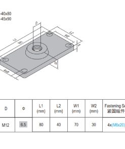 Mounting Plate PG40 40x80 Aluminum M12