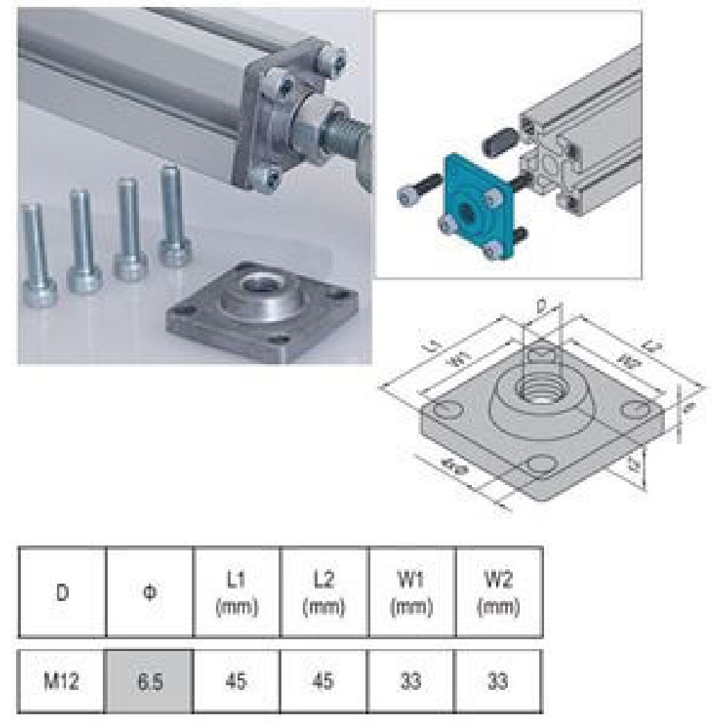 Mounting Plate PG45 45x45 Includes Fastening Set