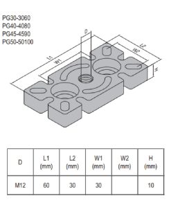 Mounting Plate PG30 30x60 Steel