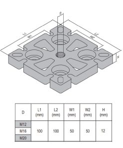 Mounting Plate PG50 100x100 Steel M12