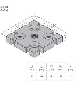 Mounting Plate PG45 90x90 M12 Zinc Alloy