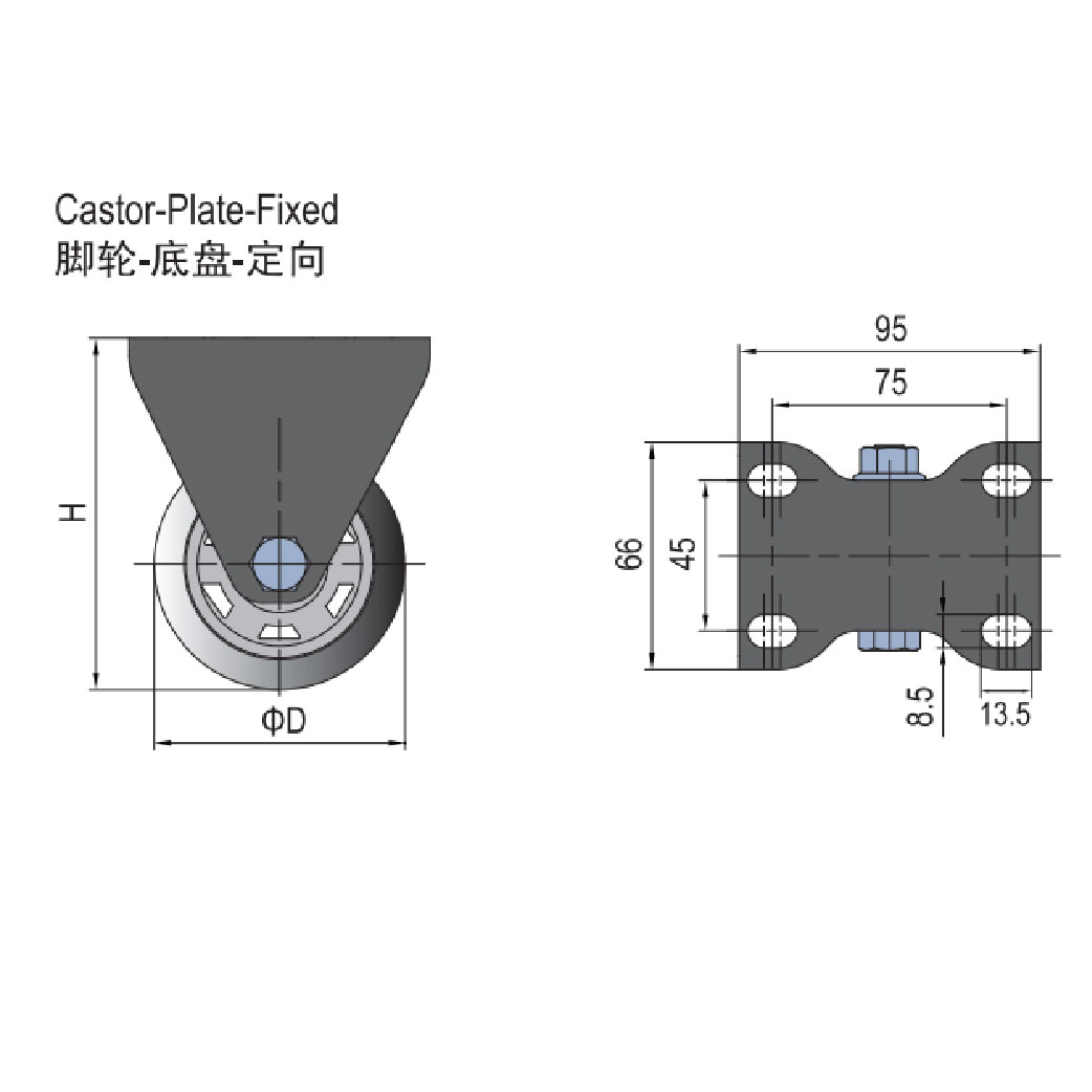 Castor Plate - Fixed 100