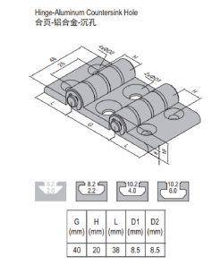 Hinge Countersink Hole PG40/40/40