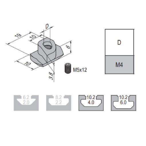 Potential Equaliser Nut - 8 - M4 /W Top Thread