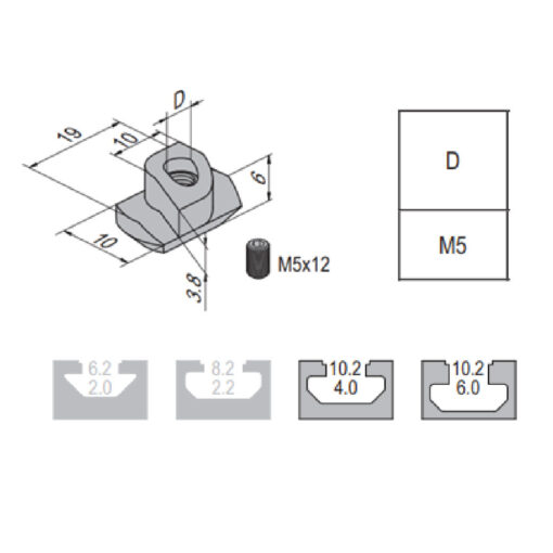 Potential Equaliser Nut - 10 - M5 /W Top Thread